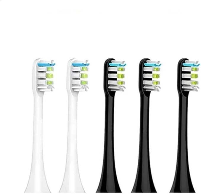 ForCompatible for Xiaomi SOOCAS X3 X5 X3U X1 V1 V2 Clean Brush Heads Replacement Head Bristle Sonic Electric Nozzles with Anti-dust Cap(2 White 3 Black)