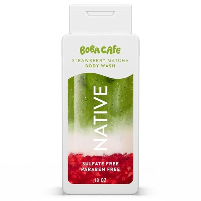 Native Body Wash Limited Edition Strawberry Matcha Sulfate Free Body Wash for Women &amp Men Boba Café 18 fl oz with Travolle Dispenser Pump