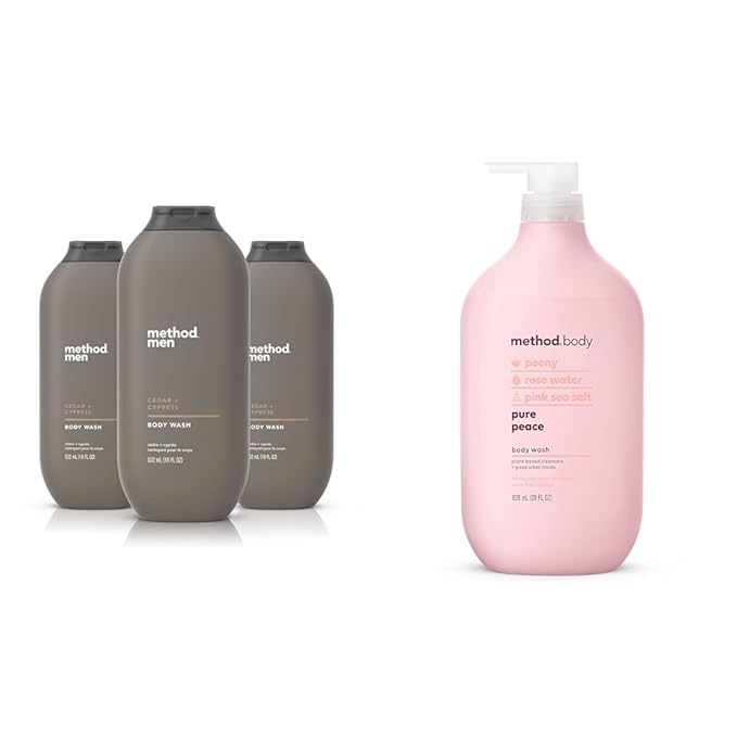 Method Men Body Wash Cedar + Cypress Paraben and Phthalate Free 18 FL Oz &amp Body Wash Pure Peace Paraben and Phthalate Free 28 oz