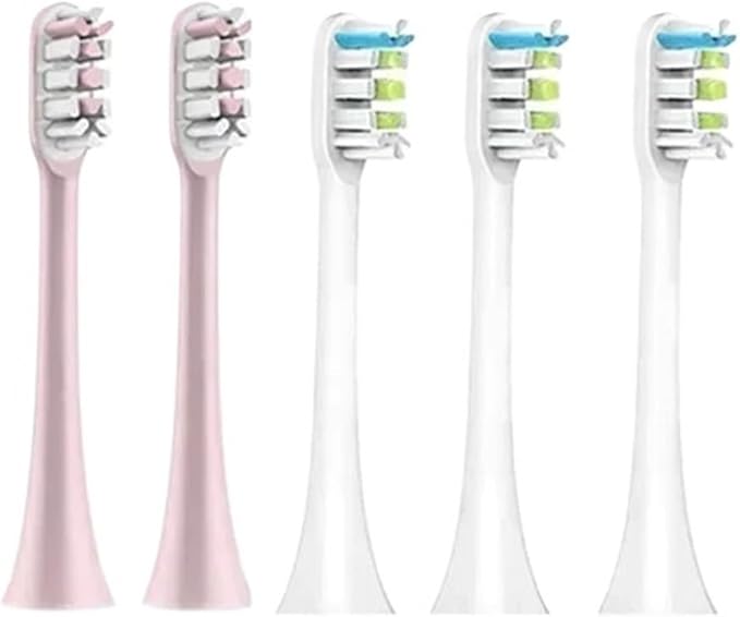 Compatible for X3 X5 X3U X1 V1 V2 Clean Brush Heads Replacement Head Bristle Sonic Electric Nozzles with Anti-dust Cap(2 Pink 3 White)