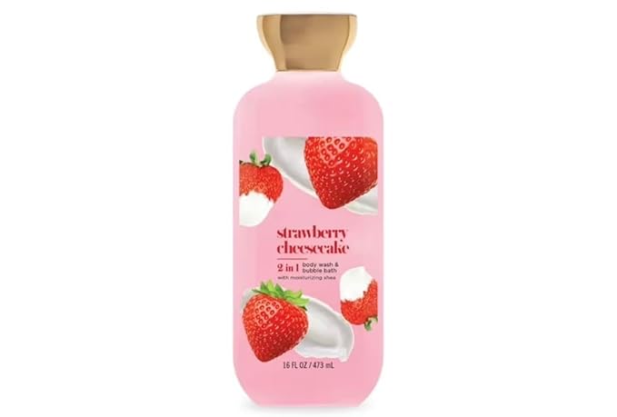Strawberry Cheesecake 2-in-1 Body Wash and Bubble Bath Light Foaming Formula for Everyday Bath Use Sweet Scent Notes Comfortable Daily Cleansing 16 fl oz Bottle