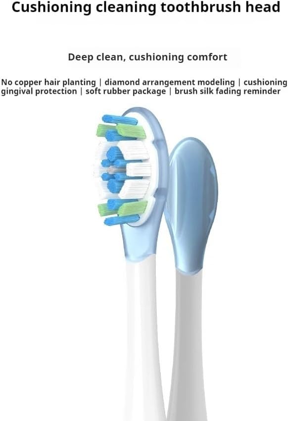 8PCS Replacement Brush Heads Compatible for MES609/610 Pro Sonic Electric Toothbrush Sealed Package(8 pcs Blue)