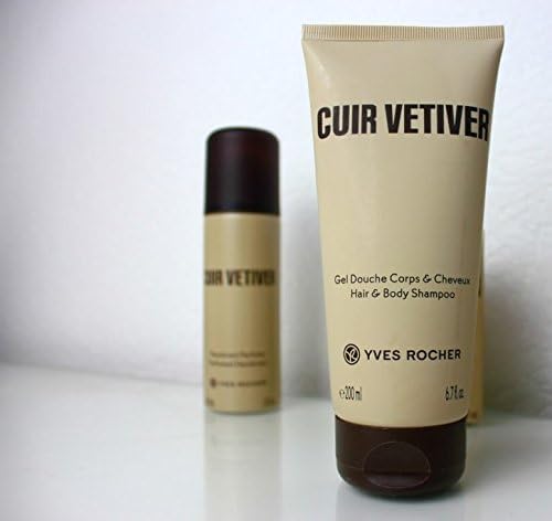 Yves Rocher Cuir Vetiver Hoggar Set of 2 Shampoo Perfumed Shower Gel Men's All-in-One Cleansing Gentle Skin Daily Use Long-Lasting Fragrance Best Gift Kit - 200ml./6.7flOz