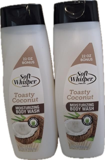 Soft Whisper- Toasty Coconut~ Moisturizing Body Wash with aloe vera - 2 Pk total 44 FL OZ