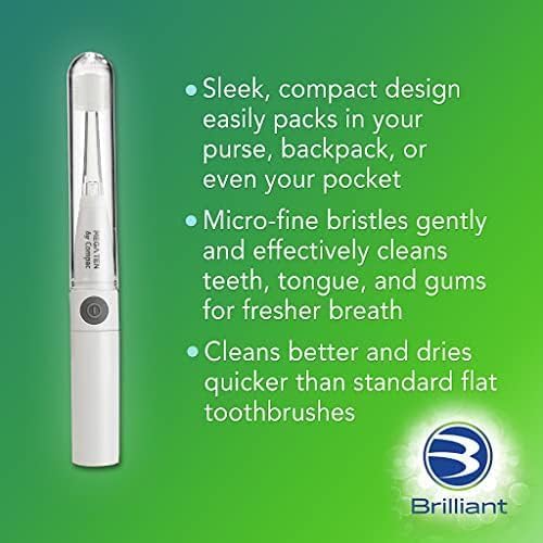 Brilliant Lumi 360 Round Head Travel Sonic Electric Toothbrush for Adults - Tooth Brush with LED Microfiber Bristles Gentle Sonic Technology for a Brilliant Smile Vibrating Toothbrush 4 Brush Heads
