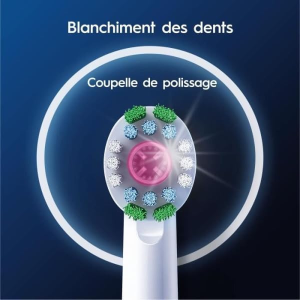 Oral-B Pro 3D White Electric Toothbrush Head X-Shaped Bristles and Unique Polishing Cup for Teeth Whitening and to Remove Surface Stains Pack of 8 Toothbrush Heads White