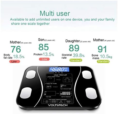 Smart Scale for Body Weight Digital Bathroom Scale with BMI Muscle Mass Bluetooth Body Fat Scale Body Composition Analyzer with Smart APP Sync Weight Scale 400 lbs - Black