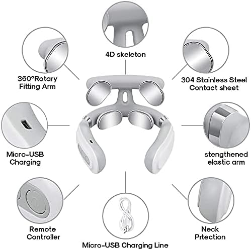 Neck Massager for Neck PainIntelligent Portable Neck Massager with Heat FunctionUSB Charging Neck Relax MassagerMassage at HomeOutdoorfor Women and Men