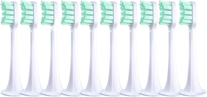 10pcs Brush HeadsCompatible for T300/T500 Replacement Toothbrush Nozzles Clean Protect Soft Bristle(10pcsGreen)