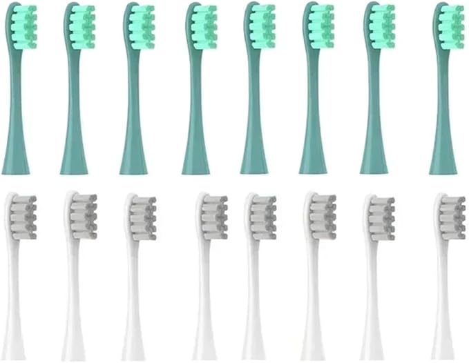 Replacement Brush HeadsCompatible for Oclean X/X PRO/Air 2 /SE / Z1/ F1/ OneDuPont Deep Cleaning Nozzles Sonic Soft Vacuum Bristle Heads(8green 8grey)