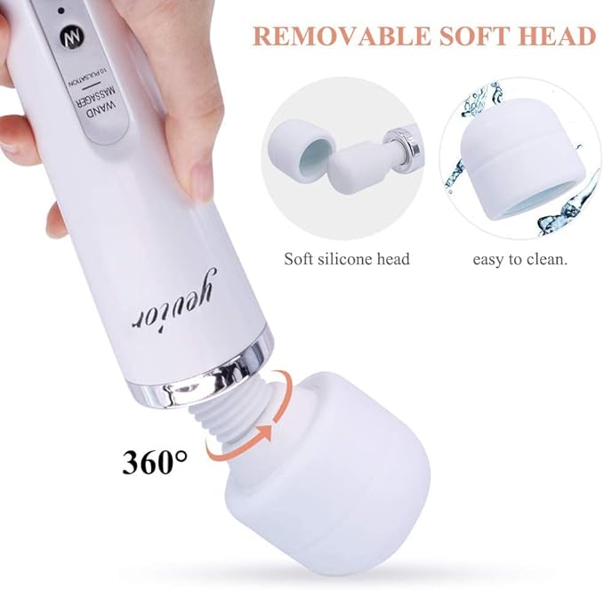 YEVIOR Wired Powerful Handheld Massager with 10 Pulse Settings Strong Vibration for WomenPersonal Total Body Therapy Massager for Sports Recovery Muscle Aches Body Pain (White)