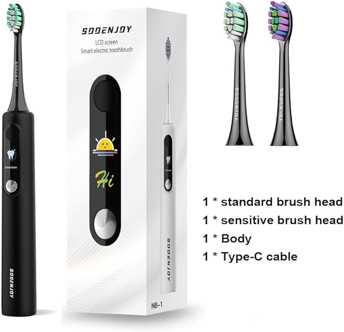 NB-1 LCD Screen Electirc Toothbrush5 Modes 5 intensities &amp DIY ModeRechargeable Sonic Electric Power Toothbrush for AdultBlack