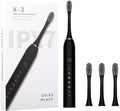 X-3 Electric Sonic Toothbrush with 2 Minute Smart Timer 30s Pause Reminder 45000 VPM 6 Modes 3 Replacement Brush Heads IPX7 Waterproof USB Fast Charging Black