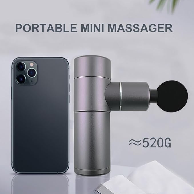 Mini Massage Gun Deep Tissue Powerful Portable Percussion Muscle Massagers 4 Gear Control Silence Handheld Electric Massager for Neck Back Relaxation with LCD Touch Screen (Gray)