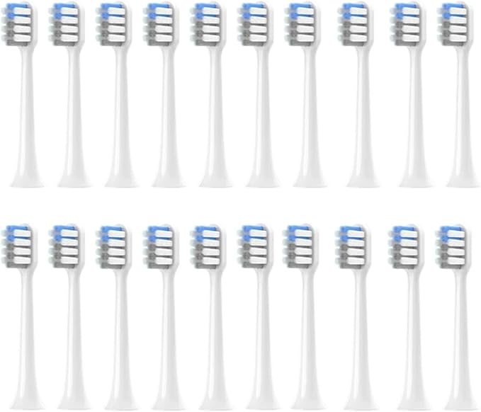 Compatible for 4/8/12/16PCS Compatible for XIAOMI MIJIA T200 Replacement Toothbrush Heads Sonic Electric Vacuum DuPon Soft Bristle Brush(White gray-20pcs)