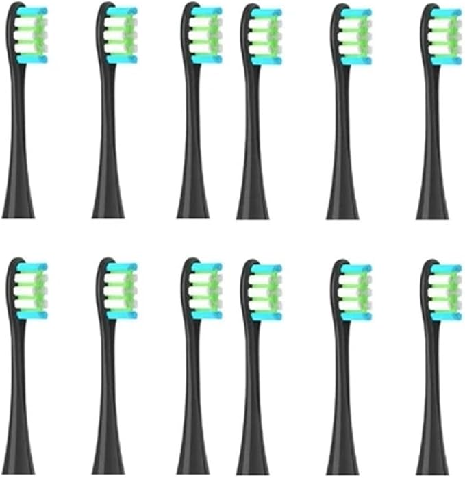 Compatible for Oclean X/X PRO/ Z1/ F1/ One/Air 2 /SE Sonic Electric Toothbrush Replacement Brush Heads Soft Bristle Nozzles Head(12 Black)