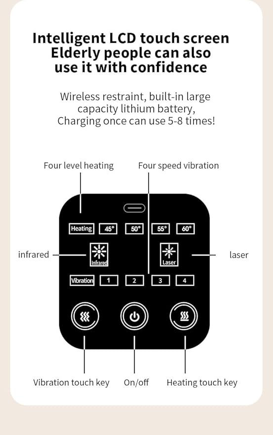 Knee MassagerCordless Heated 4 Vibration Modes &amp 4 Heating Levels LED Screen &amp Adjustable Straps Massage with Heat for Relief Ideal Gift for Men Women