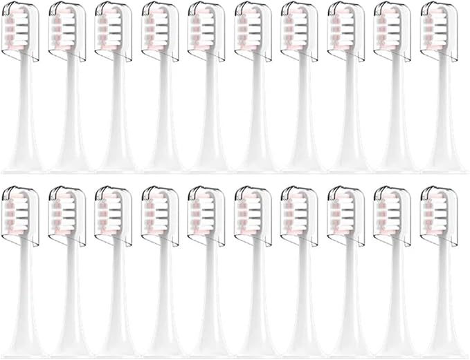 Compatibility for Xiaomi Mijia T300/T500/T700 Sonic Toothbrush Heads Replaceable Refill Nozzles 4 Colors with Anti-Dust Caps 10/20Pcs(20Pink)