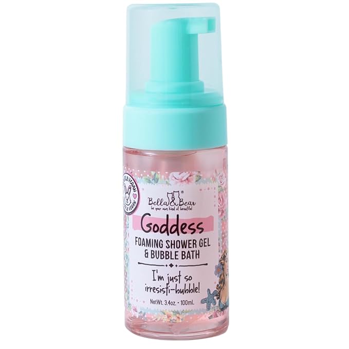Bella &amp Bear Goddess Mini Bath &amp Body Gift Set with 2 in1 Foaming Shower Gel &amp Bubble Bath Lip Scrub Lip Butter - Gift - Teens - Tweens - Women