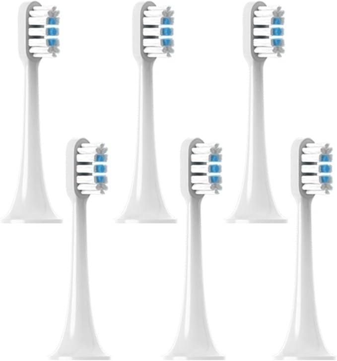Replacement Toothbrush Heads Compatible for T300/T500/T500C/T700(White blue-6pcs)