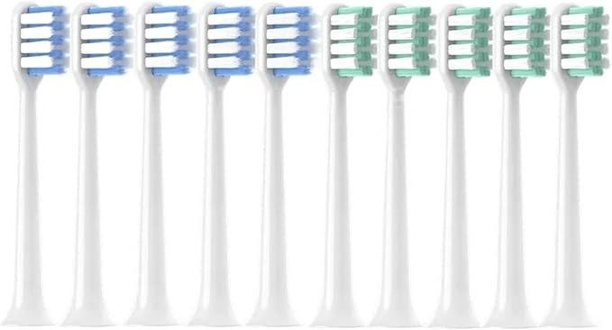 ReplaceableCompatible for Bet-c01/Dr-Bei C1/C2/S7 10 PCS Brush Heads Soft Bristle Sonic Electric Toothbrush Refills(5Blue5Green)