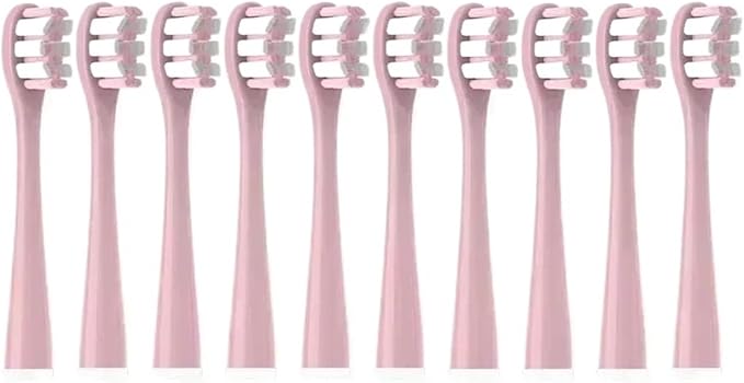 10PCS Vacuum Replacement Brush Heads Compatible for Y1S/Y4/U1/U2/U3/P1/P4 Soft Sonic Electric Toothbrush Clean Nozzles(10RoundPink)