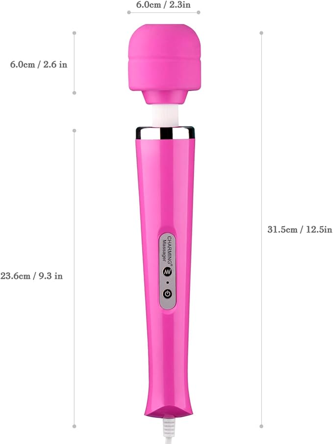 CHARMING 10 Speeds Wired Powerful Handheld Back Massager with Strong Vibration Wand Personal Therapy Massager for Sports Recovery Muscle Aches Body Pain- Rose red