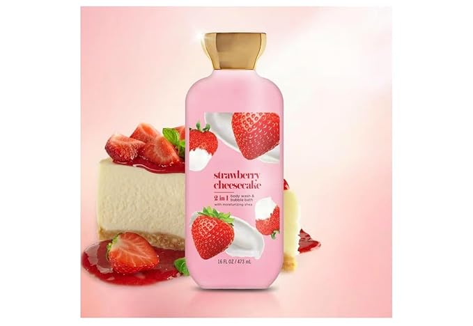Strawberry Cheesecake 2-in-1 Body Wash and Bubble Bath Light Foaming Formula for Everyday Bath Use Sweet Scent Notes Comfortable Daily Cleansing 16 fl oz Bottle