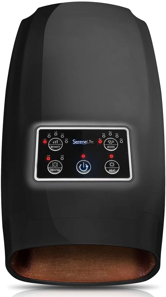 SereneLife Electric Compression Hand Massager - Electric Acupressure Palm Hand Massager w/ Air Pressure Heat Compress for Arthritis Carpal Tunnel Hand Pain Relief Finger Numbness - SLHNDMSG85
