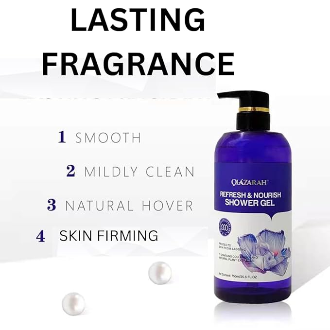 Collagen-Infused Refresh &amp Nourish Shower Gel w/Lavender and Natural Plant Extracts for Cleansing &amp Firming Paraben and Dye-Free (Lot of 3)