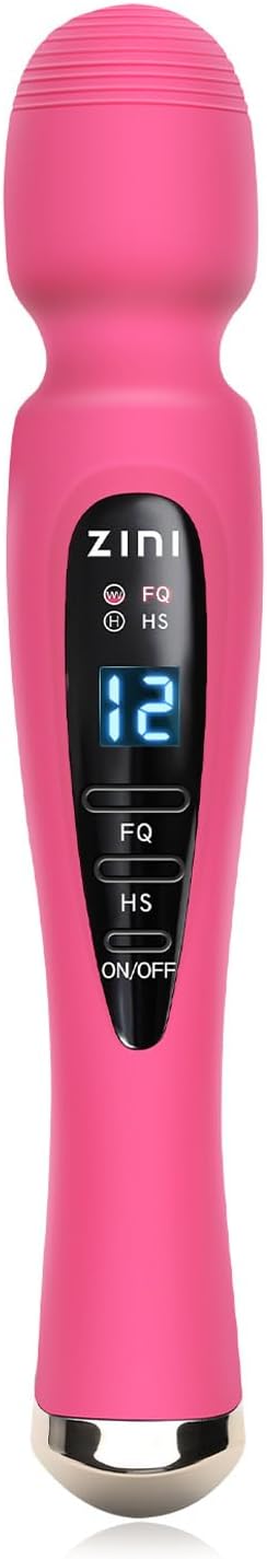 Cordless Massager with LCD Display Personal Massager for Pain Relief Powerful 12 Vibrating Massage Wand Pink