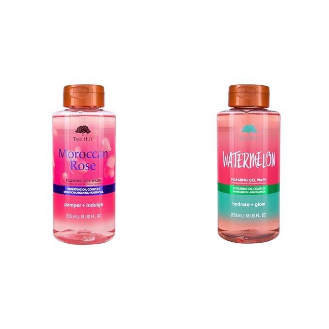 Tree Hut Moroccan Rose Nourishing &amp Moisturizing Foaming Gel Wash 18 oz. Hydrating &amp Watermelon Nourishing Moisturizing &amp Hydrating Foaming Gel Wash 18 oz.