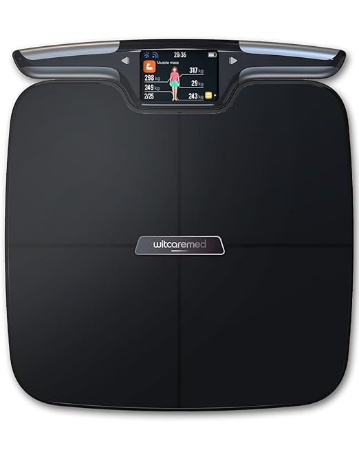 Smart Scale for Body Weight 8-Electrode Body Composition Scale with BMI Body Fat Muscle Mass Full-Color TFT LCD on Handle Rechargeable Body Fat Scale