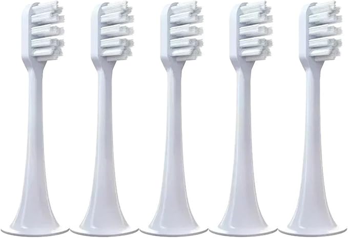 5pcs Replacement Toothbrush HeadsCompatible for T300 T500 Teeth Brush T700 Soft Teethbrush Nozzles(5 White-Soft)