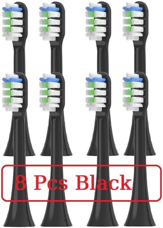 3/8/12 Pcs Compatible with SOOCAS V1/X1/X3/X5/X3U/X3PRO/v1/v2 Replacement Brush Heads Electric Toothbrush Head Soft Dupont Bristle Nozzles(8 Pcs Black)