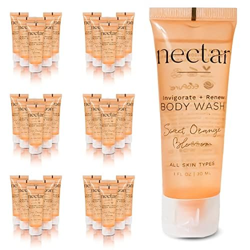 Nectar Bulk Body Wash - Sweet Orange Blossom Mini Travel Size Toiletries - Hotel Amenities Airbnb Rentals Suitable for All Skin Types (1.00 Fl Oz 25 Count)