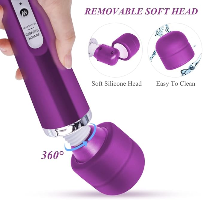 YEVIOR Wired Powerful Handheld Back Massager with 10 Pulse Settings Personal Total Body Therapy Massager for Sports Recovery Muscle Aches Body Pain (Purple)