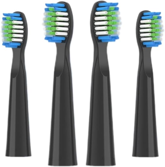 10PCSCompatible for Fairywill FW-E11 E10 E6 D7S Electric Toothbrush Replacement Brush Heads(10PCS Black)