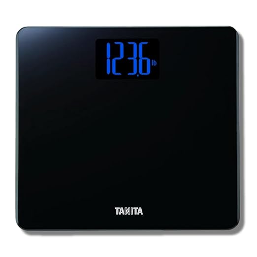 Tanita HD-366 Digital Weight Scale - 440 lbs Capacity - Japan Technology Accurate Digital Weight Scale - Step On Operation Stylish Design with Reverse Blue Lit LCD Display &amp 8mm Thick Tempered Gl