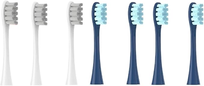 Compatible For OcleanFlow/X/X PRO/ Z1/ F1/ One/Air 2 /SE Brush Heads Soft DuPont Sonic Toothbrush Vacuum Bristle 7pcs Replacement Heads(3Grey 4Dark blue)