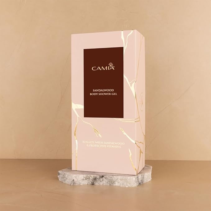 CAM_IA Sandalwood Body Shower Gel | A Luxurious Blend of Sandalwood Oil Glycerine &amp Vitamin E That Soothes Hydrates and Restores Skin with its Gentle Calming Lather | 250 ML