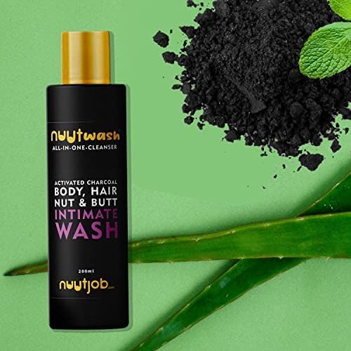 Nuutwash All in One Cleanser for Men 200 ml | Intimate Nut-Butt-Body &amp Hair Wash | Activated Charcoal | Plant Extracts | Natural Ingredients | Essential Oils | For Men-Boys