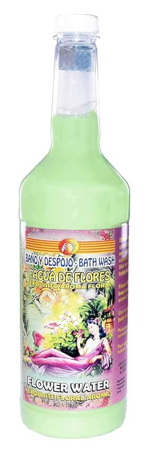 1 Bottle Extra Large Flower Water AGUA DE Flores Bath WASH BANO Y DESPOJO 32OZ Spiritual Magick Wicca
