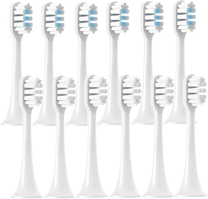 12PCS Replacement Brush HeadsCompatible for XIAOMI MIJIA T300/T500/T700 Electric Tooth Soft Bristle Caps Vacuum Package Nozzles(6WhiteBlue6White)
