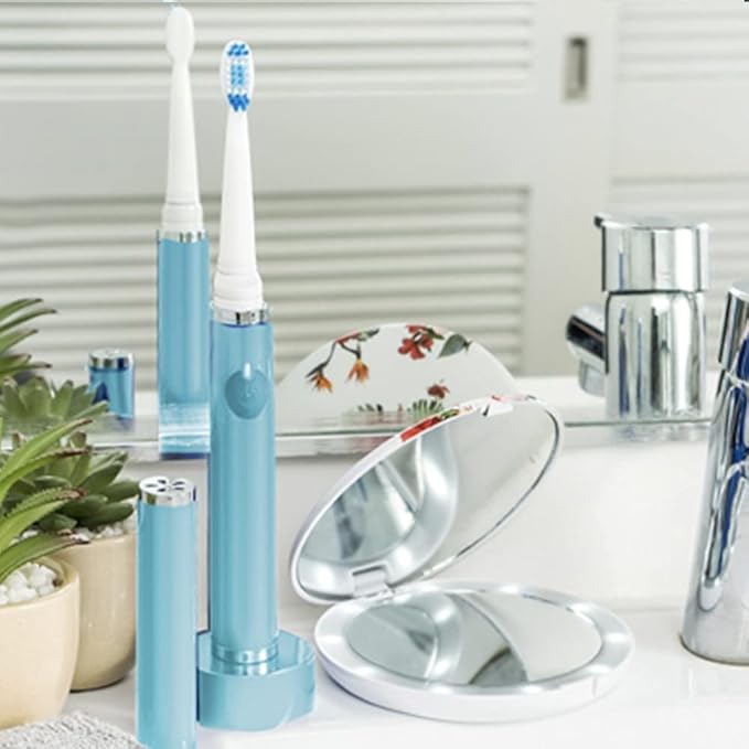 Pop Sonic Ultimate Pro Rechargeable Toothbrush (Hawaiian Blue) - 40000 Strokes/Min - Long-Lasting Nylon Bristles - Teens &amp Adults with Quadrant Pacer &amp Timer
