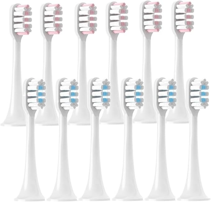 12PCS Replacement Brush HeadsCompatible for XIAOMI MIJIA T300/T500/T700 Electric Tooth Soft Bristle Caps Vacuum Package Nozzles(6Pink6WhiteBlue)
