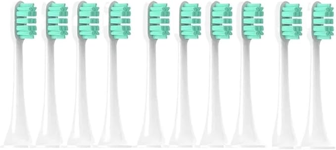 Replacement Brush Heads Compatible for Mijia T300/T500/T700 for Sonic Electric Toothbrushes with Caps Sealed Package Soft(10Green)