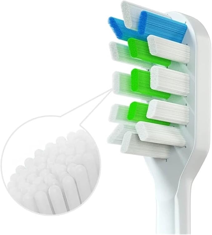 4PCS Replacement Brush HeadsCompatible for SOOCASX3/X3U/X5 Electric Toothbrush(4WhiteBlue)