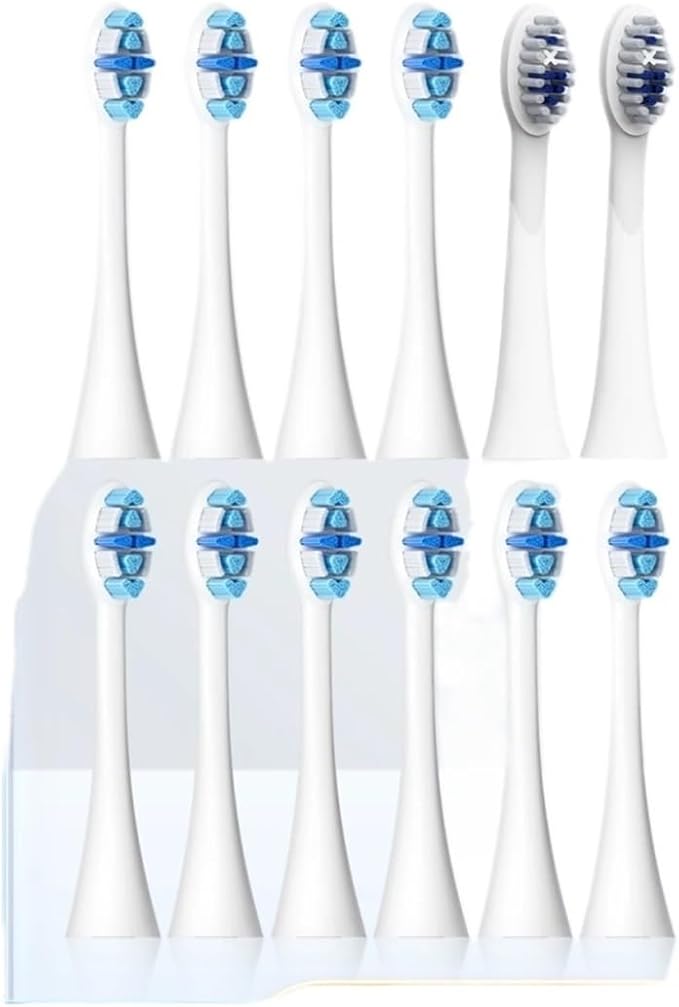 Compatible for Seago Electric Toothbrush Heads 12 PCS IPX7 Waterproof with Holder C027(SG-C027-12PCS Pink)