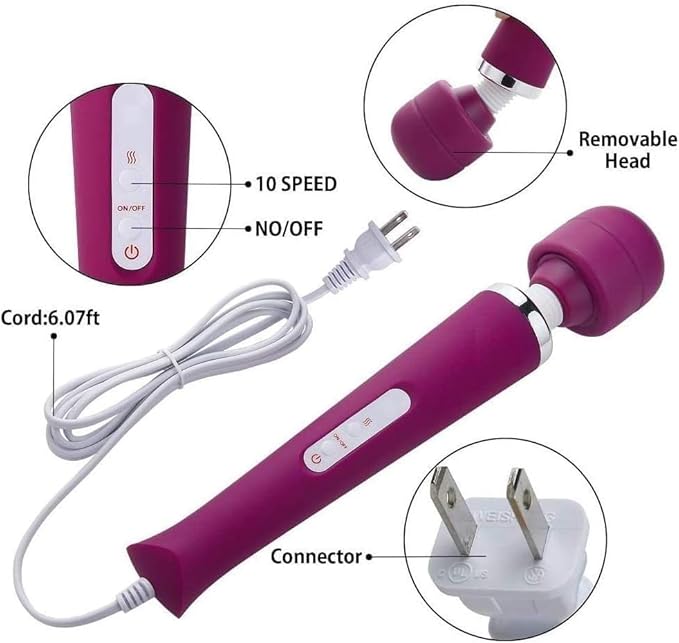 Power Massager Handheld Tool Electric Foot Neck Back Hand Leg Arm Muscle Aches for Women Men Massagers Therapy Pain Relief Deep Tissue Toy Massage (Purple Big and Pink Small)
